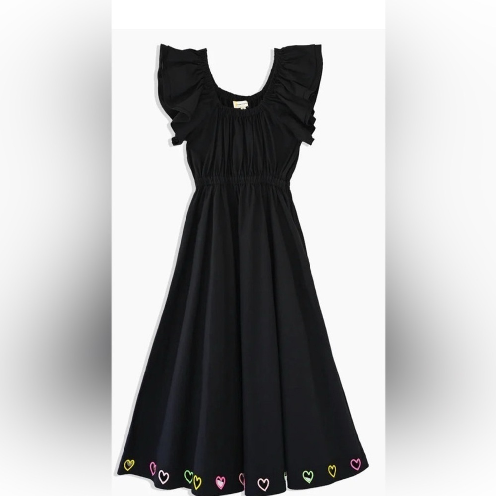 Kerri Rosenthal Tailor Embroidered Hearts black Dress Size Medium - Picture 2 of 12